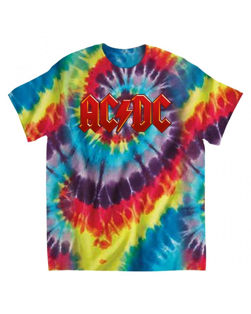 AC/DC T-Shirt | Classic Red and Yellow Logo Tie Dye Shirt $8.89 Shirts