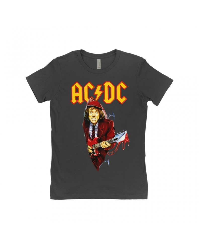 AC/DC Ladies' Boyfriend T-Shirt | Angus Young With Bloody Guitar Design Shirt $10.48 Shirts