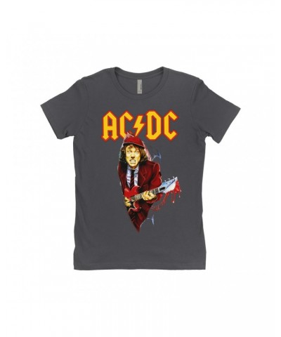 AC/DC Ladies' Boyfriend T-Shirt | Angus Young With Bloody Guitar Design Shirt $10.48 Shirts