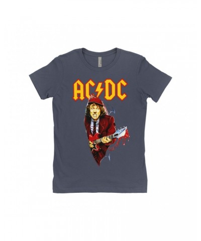 AC/DC Ladies' Boyfriend T-Shirt | Angus Young With Bloody Guitar Design Shirt $10.48 Shirts