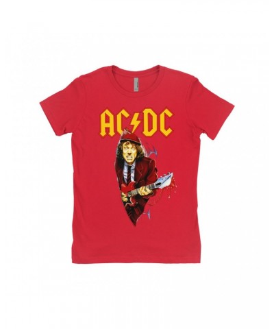 AC/DC Ladies' Boyfriend T-Shirt | Angus Young With Bloody Guitar Design Shirt $10.48 Shirts