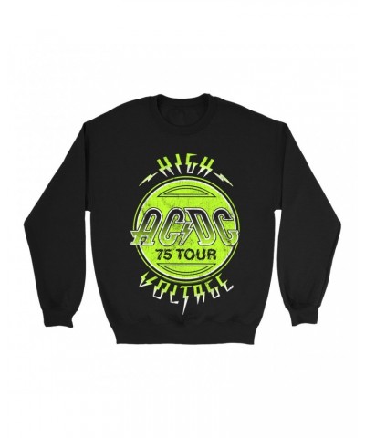 AC/DC Sweatshirt | Electric Green High Voltage Design Sweatshirt $16.78 Sweatshirts