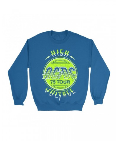 AC/DC Sweatshirt | Electric Green High Voltage Design Sweatshirt $16.78 Sweatshirts