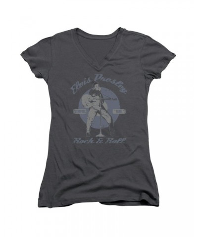 Elvis Presley Junior's V-Neck Shirt | ROCK & ROLL Junior's Tee $7.38 Shirts