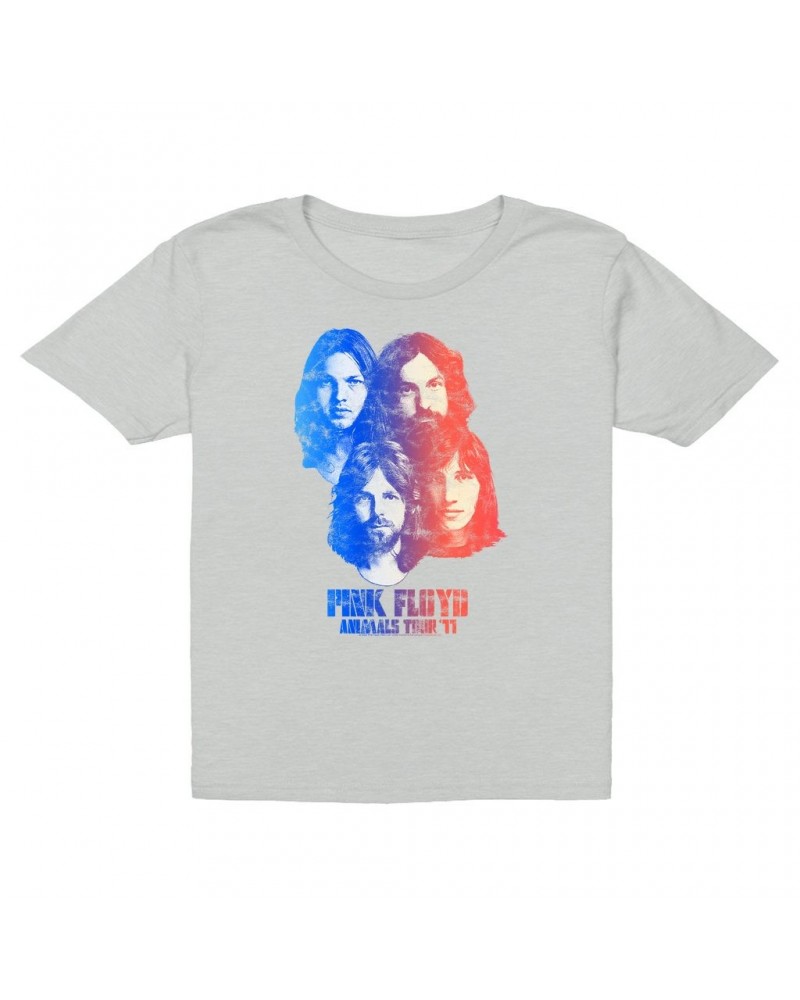 Pink Floyd Kids T-Shirt | Group Ombre Animals '77 Tour Image Distressed Kids T-Shirt $10.73 Kids