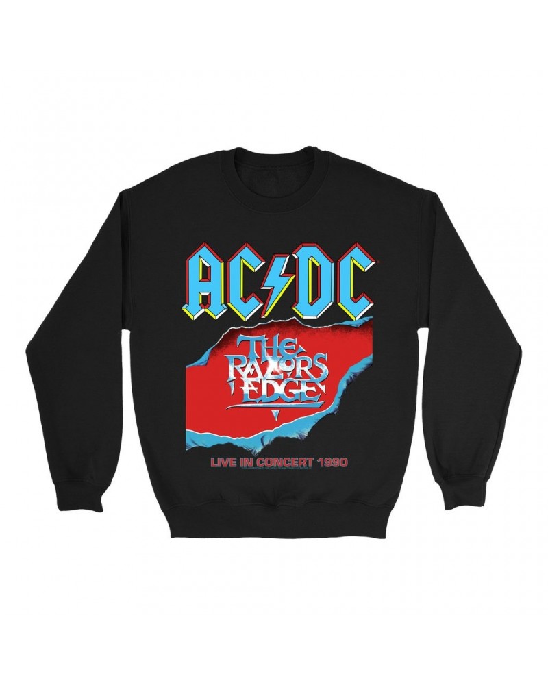 AC/DC Sweatshirt | Bold Primary Color Razors Edge Cover Design Sweatshirt $17.48 Sweatshirts