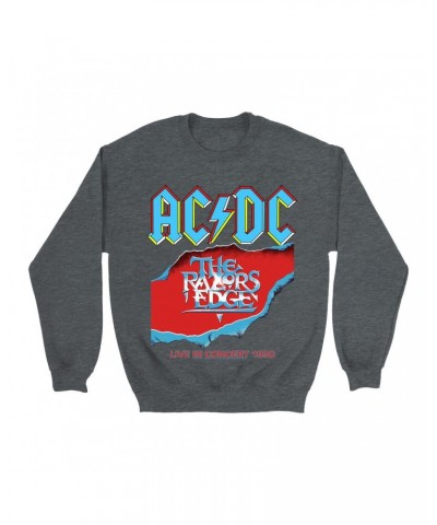 AC/DC Sweatshirt | Bold Primary Color Razors Edge Cover Design Sweatshirt $17.48 Sweatshirts