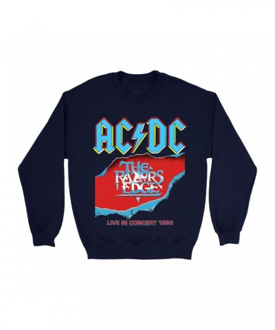 AC/DC Sweatshirt | Bold Primary Color Razors Edge Cover Design Sweatshirt $17.48 Sweatshirts