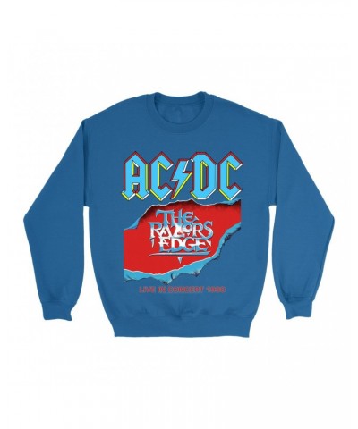 AC/DC Sweatshirt | Bold Primary Color Razors Edge Cover Design Sweatshirt $17.48 Sweatshirts