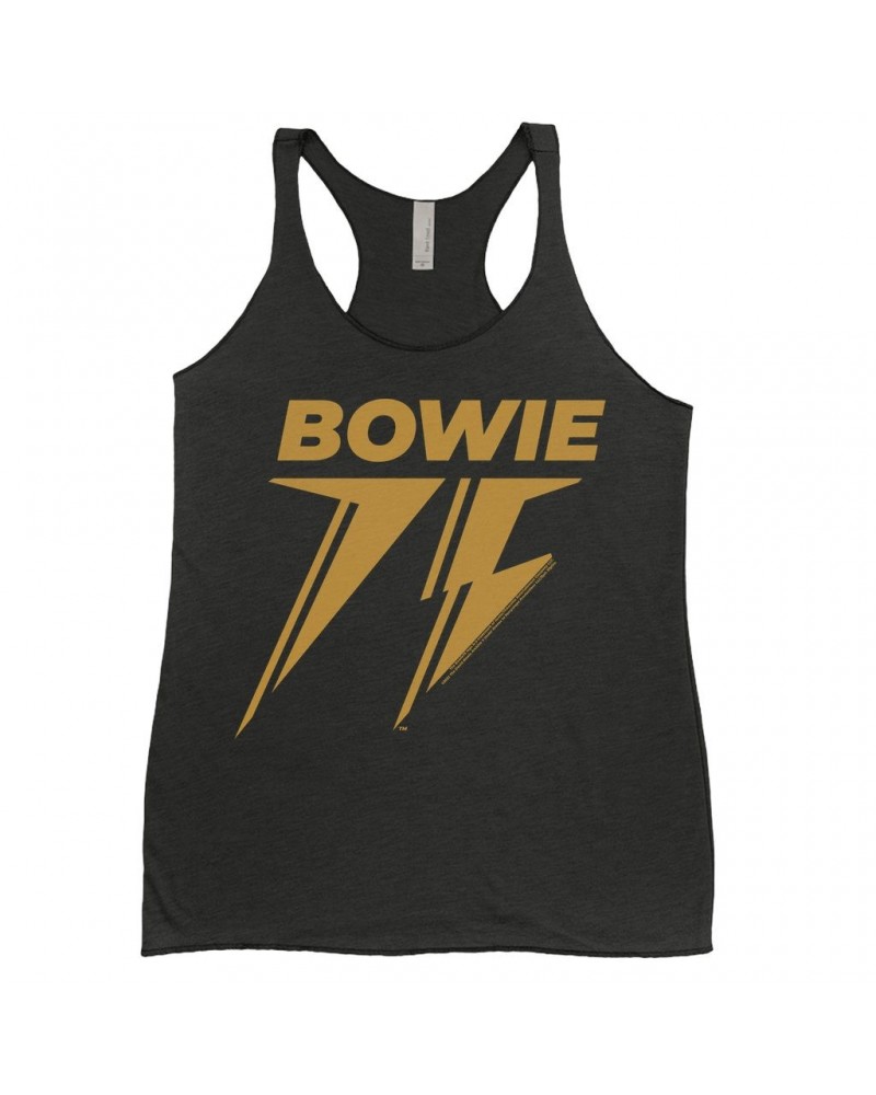 David Bowie Ladies' Tank Top | Gold 75th Logo Shirt $12.74 Shirts