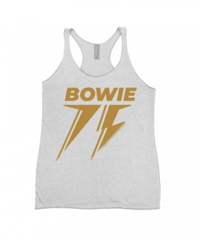 David Bowie Ladies' Tank Top | Gold 75th Logo Shirt $12.74 Shirts