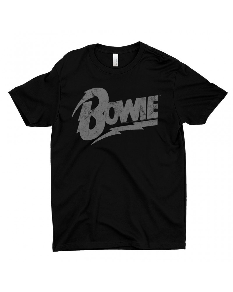 David Bowie T-Shirt | Vintage Bowie Silver Logo Distressed Shirt $8.73 Shirts