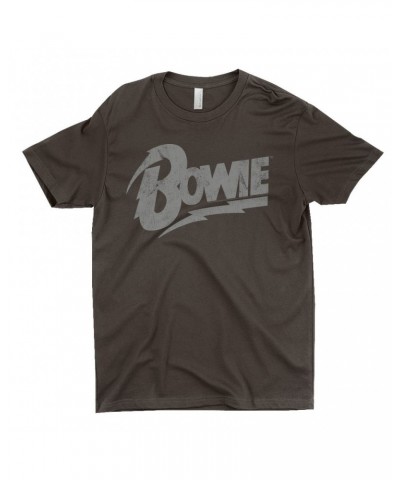 David Bowie T-Shirt | Vintage Bowie Silver Logo Distressed Shirt $8.73 Shirts