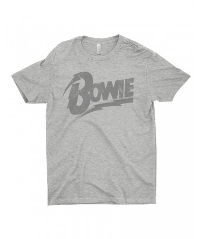 David Bowie T-Shirt | Vintage Bowie Silver Logo Distressed Shirt $8.73 Shirts