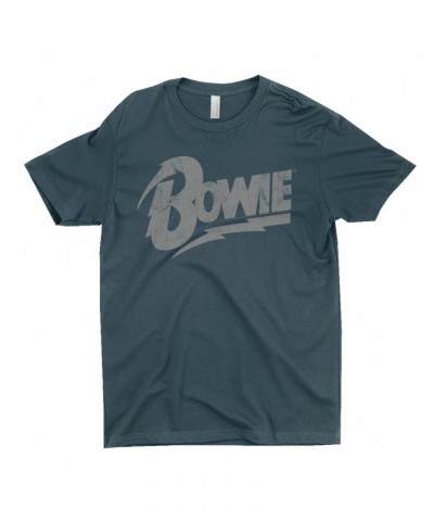 David Bowie T-Shirt | Vintage Bowie Silver Logo Distressed Shirt $8.73 Shirts