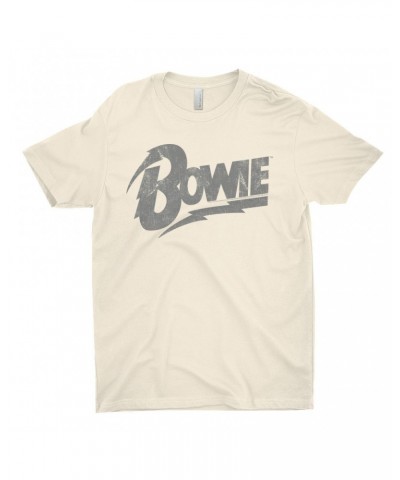 David Bowie T-Shirt | Vintage Bowie Silver Logo Distressed Shirt $8.73 Shirts