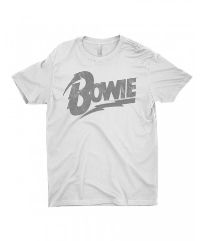 David Bowie T-Shirt | Vintage Bowie Silver Logo Distressed Shirt $8.73 Shirts