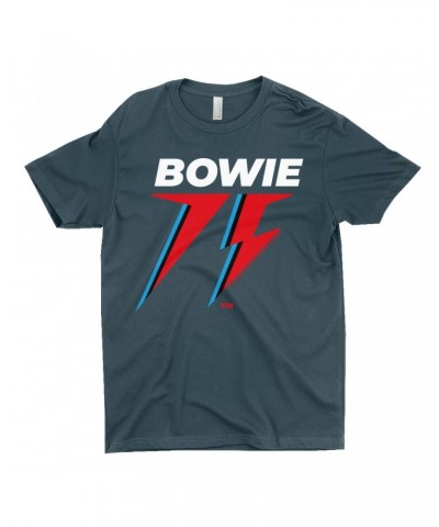 David Bowie T-Shirt | White Blue & Red 75th Logo Shirt $9.98 Shirts