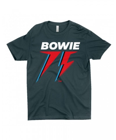 David Bowie T-Shirt | White Blue & Red 75th Logo Shirt $9.98 Shirts