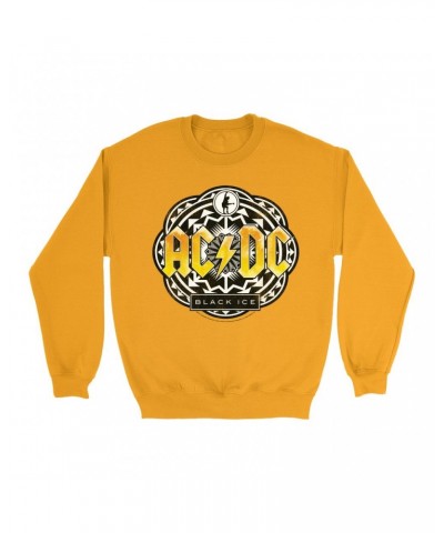 AC/DC Bright Colored Sweatshirt | Black Ice Tribal Yellow Design Sweatshirt $10.49 Sweatshirts