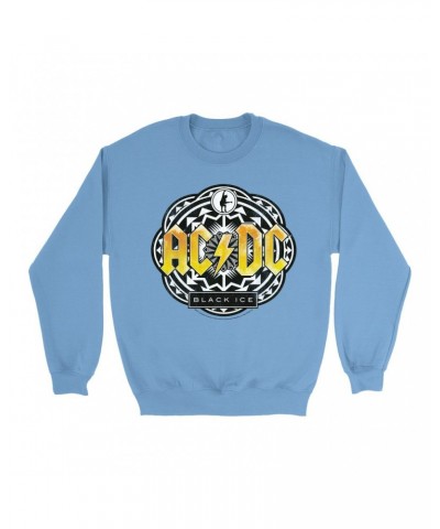 AC/DC Bright Colored Sweatshirt | Black Ice Tribal Yellow Design Sweatshirt $10.49 Sweatshirts