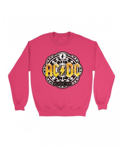 AC/DC Bright Colored Sweatshirt | Black Ice Tribal Yellow Design Sweatshirt $10.49 Sweatshirts