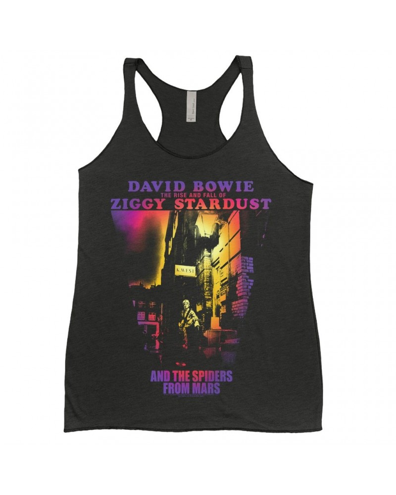 David Bowie Ladies' Tank Top | Rainbow Ombre The Rise And Fall Of Ziggy Stardust Shirt $9.26 Shirts