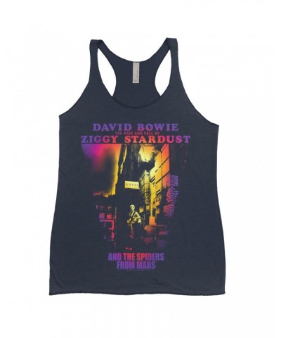 David Bowie Ladies' Tank Top | Rainbow Ombre The Rise And Fall Of Ziggy Stardust Shirt $9.26 Shirts