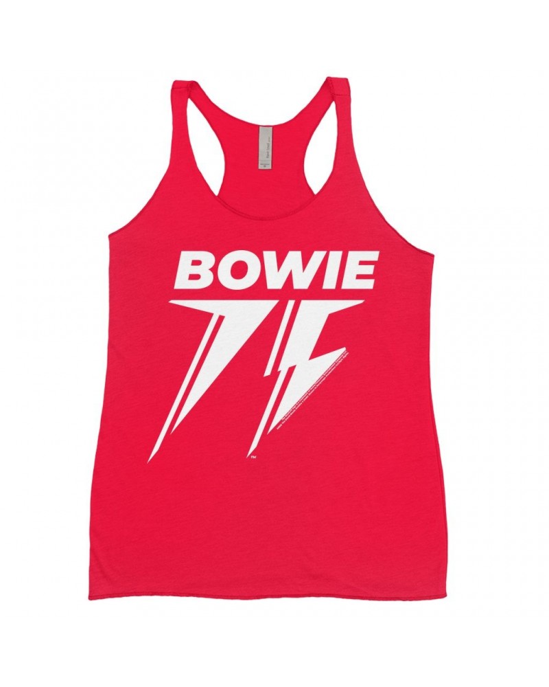 David Bowie Ladies' Tank Top | White 75th Logo Shirt $9.26 Shirts