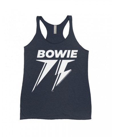 David Bowie Ladies' Tank Top | White 75th Logo Shirt $9.26 Shirts