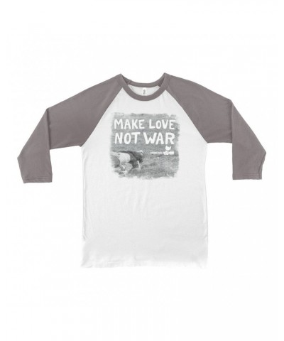 Woodstock 3/4 Sleeve Baseball Tee | Make Love Not War Famous Image Distressed Shirt $11.08 Shirts