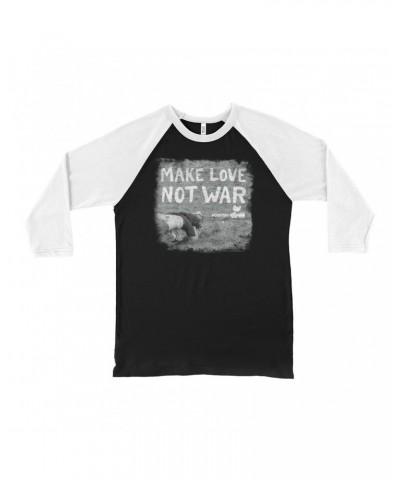 Woodstock 3/4 Sleeve Baseball Tee | Make Love Not War Famous Image Distressed Shirt $11.08 Shirts