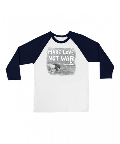 Woodstock 3/4 Sleeve Baseball Tee | Make Love Not War Famous Image Distressed Shirt $11.08 Shirts