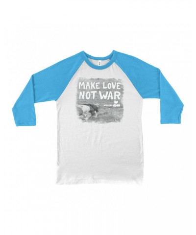 Woodstock 3/4 Sleeve Baseball Tee | Make Love Not War Famous Image Distressed Shirt $11.08 Shirts