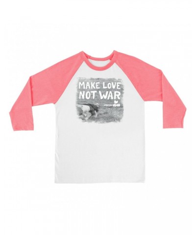 Woodstock 3/4 Sleeve Baseball Tee | Make Love Not War Famous Image Distressed Shirt $11.08 Shirts