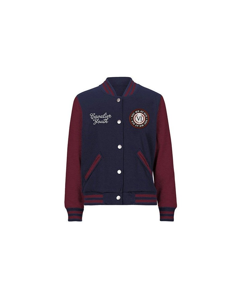 You Me At Six Laurel Leaf Navy/Maroon Varsity Jacket $21.09 Outerwear