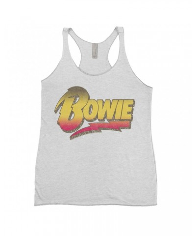 David Bowie Ladies' Tank Top | Funky Bolt Logo Ombre Distressed Shirt $11.29 Shirts