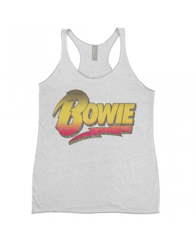 David Bowie Ladies' Tank Top | Funky Bolt Logo Ombre Distressed Shirt $11.29 Shirts