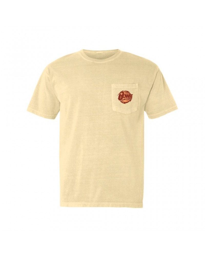 David Bowie T-Shirt | Bolted Bowie Circular Logo Distressed Pocket T-shirt $9.28 Shirts