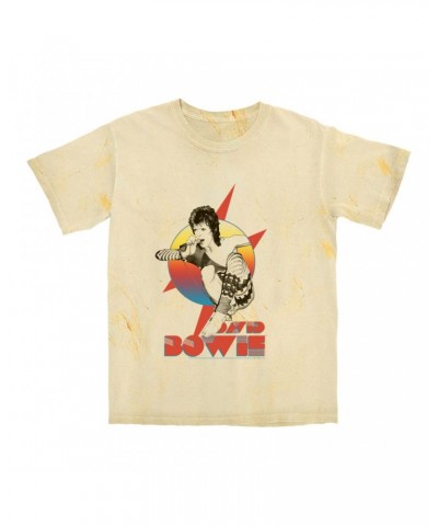 David Bowie T-shirt | Bowie Performing Colorful Design Color Blast Shirt $13.78 Shirts