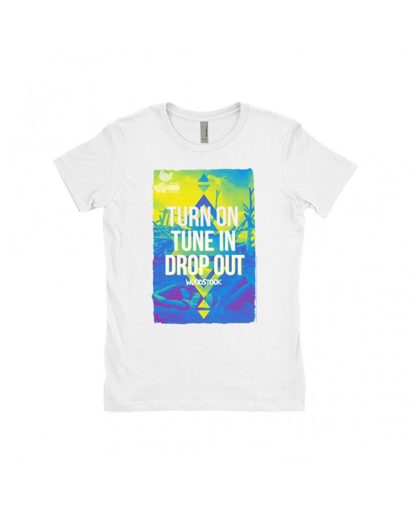 Woodstock Ladies' Boyfriend T-Shirt | Turn On Tune In Drop Out Design Shirt $10.48 Shirts