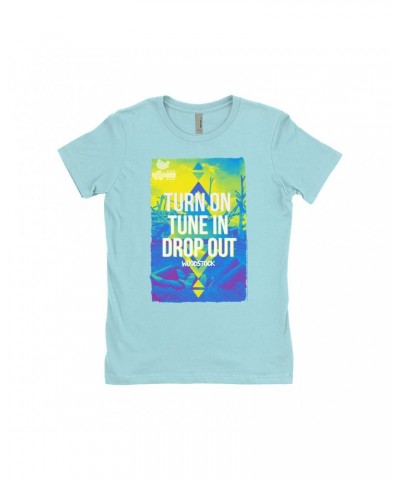 Woodstock Ladies' Boyfriend T-Shirt | Turn On Tune In Drop Out Design Shirt $10.48 Shirts