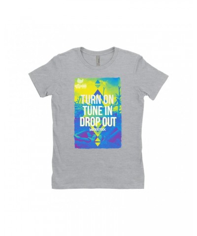 Woodstock Ladies' Boyfriend T-Shirt | Turn On Tune In Drop Out Design Shirt $10.48 Shirts