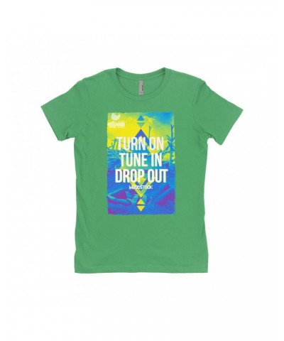 Woodstock Ladies' Boyfriend T-Shirt | Turn On Tune In Drop Out Design Shirt $10.48 Shirts