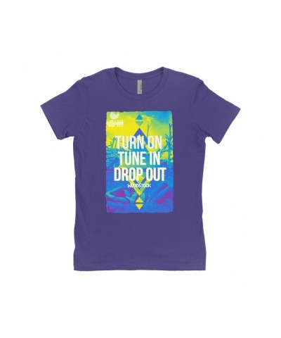 Woodstock Ladies' Boyfriend T-Shirt | Turn On Tune In Drop Out Design Shirt $10.48 Shirts