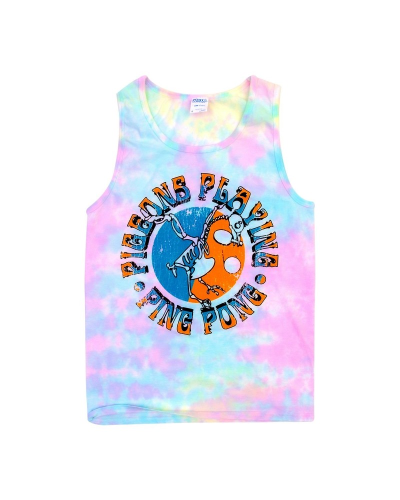 Pigeons Playing Ping Pong Pigeon Skull Pastel Tie-Dyed Tank Top $9.30 Shirts