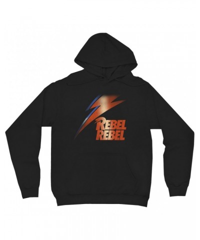 David Bowie Hoodie | Rebel Rebel And Lightning Bolt Design Distressed Hoodie $12.78 Sweatshirts