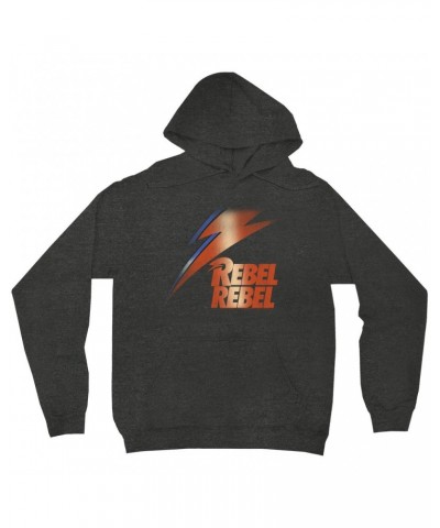 David Bowie Hoodie | Rebel Rebel And Lightning Bolt Design Distressed Hoodie $12.78 Sweatshirts