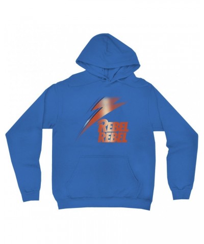 David Bowie Hoodie | Rebel Rebel And Lightning Bolt Design Distressed Hoodie $12.78 Sweatshirts