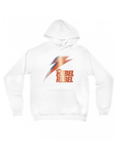 David Bowie Hoodie | Rebel Rebel And Lightning Bolt Design Distressed Hoodie $12.78 Sweatshirts